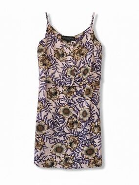 Topshop PETITE Pink Floral Sleeveless Top with Purple & Orange Accents